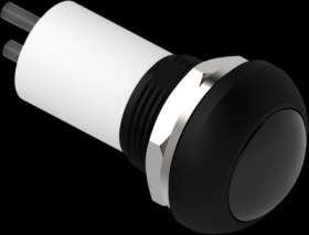Pushbutton, 1 pole, black, unlit , 0.12 A/125 VAC, 0.2 A/50 VDC, 13.6 mm, IP68, 2329361-1