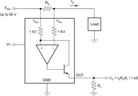 AEC-Q100, 2.7 to 36V, 440kHz Variable gain current sense amplifier
