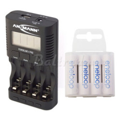 ładowarka Powerline 4 PRO + 4 x R6/AA Eneloop UTGB 2000 (box)