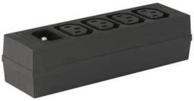 Distribution strip 4-fold C14 + F, 3 pole, free-standing, cable connection, black, 4747.0000