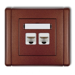 FLEXI Gniazdo komputerowe podwójne 2xRJ45, kat. 5e, 8-stykowe brązowy metalik 9FGK-2