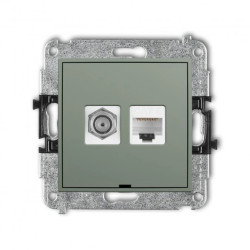 ICON Mechanizm gniazda antenowego F (SAT) + gniazda komp. poj. 1xRJ45, kat. 6, 8-stykowy, bez opisu szałwiowy 61IGFKBO-3