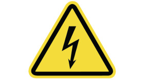 Etykieta bezpieczeństwa Czarny/żółty opis Niebezpieczeństwo elektryczne tekst Symbol