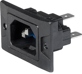 Panel plug C18, 2 pole, screw mounting, plug-in connection, black, 3-137-752