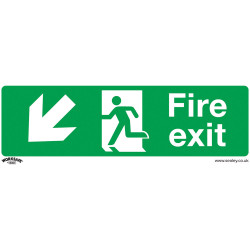 Worksafe SS34P10 Safety Sign Fire Exit (Down Left) - Rigid Plastic - PK10