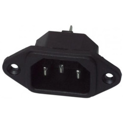 Gniazdo zasilające IEC320 C14 złącze komputerowe (męskie) 2P+Z 230V 10A montaż do obudowy