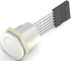 Vandal-proof pushbutton, 1 pole, silver, illuminated  (RGB), 1 A/24 VDC, mounting Ø 19.2 mm, IP68, 2342839-3