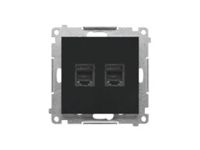 SIMON 55 Gniazdo telefoniczne podwójne RJ12 czarny mat TF2.01/149 KONTAKT SIMON