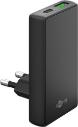 Podwójna szybka ładowarka USB-C™ PD GaN 90 płaska (45 W) czarny 75719