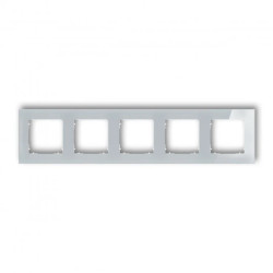 ICON Ramka uniwersalna pięciokrotna zaokrąglona - efekt szkła (ramka: szara spód: biały) 15-0-IRSZ-5