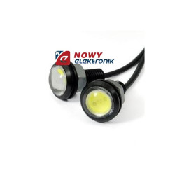 Dioda LED 1W 23mm z oprawą czarn 12V czarna obudowa biały zimny