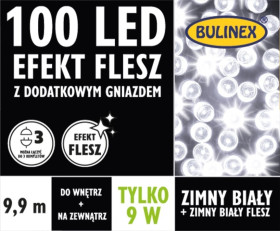 Lampki choinkowe Flesz LED 100l z gniazdkiem wył. czasowy kolor biały 9,9m 230V/31V 9W IP 44 na zewnątrz i do wnętrz 13-132