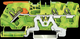 2104-1307 3-wire protective earth terminal block, with lever, 4.0 mm², gre