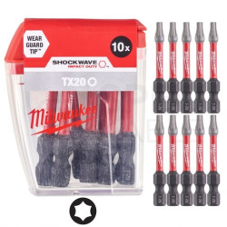 Bity udarowe do wkrętarki TORX TX20 50mm 1/4" HEX Shockwave MILWAUKEE 10szt
