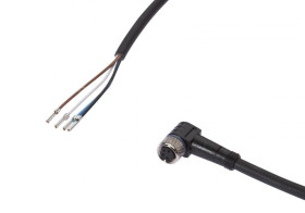 Kabel konfekcjonowany jednostrony złącze M8 żeńskie 4-pin kątowe wolny koniec przewodu 4x0,34mm² 5m PUR 30V IP67 VK500371