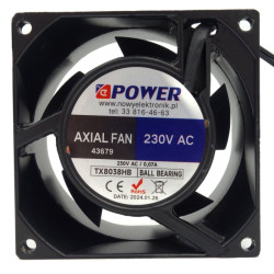 Wentylator 80x38 230V TX8038HB 0.07A 2 przewody kulka NEPOWER 3450RPM