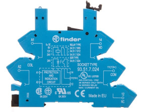 Wąskoprofilowe gniazdo 6,2mm do przekaźników serii 34 6-24V DC 93.51.7.024