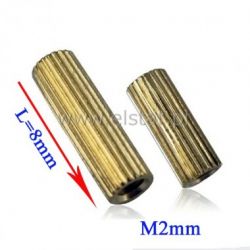 Tulejka dystansowa mosiężna, L= 8mm, gwint M2