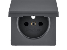 Q.x Płytka czołowa z samozamykającą pokrywą z przysłonami styków do gniazda z uziemieniem antracyt aksamit lakierowany 396543608