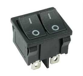 Black Dual On-Off Rectangle Rocker Switch