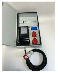 Metalowa rozdzielnica ścienna CEE 32A 16A 2x230V z bezpiecznikami HAGER FI /Miernik mocy z kablem 5m RB4 IP54