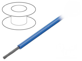 Przewód na rolce o długości 30,5m linka Cu, 150V PVC niebieski 16 AWG 7058/19 BL005