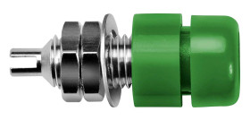 Gniazdo bananowe Żeński Połączenie lutowane typ Gniazdo bananowe Zielony 20A Schutzinger rozmiar 4 mm