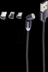 BS14-19001 Magnetic 3-in-1 USB charging cable 540°, 1 m