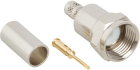 F plug 75 Ω, RG-58, RG-141, LMR-195, Belden 7806A, Belden 9311, crimp connection, straight, 222197