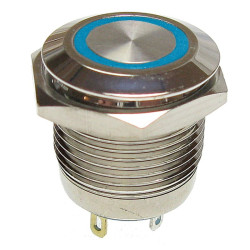 Przycisk metal. JH16-11 blue monostabilny podświetlany niebieskie