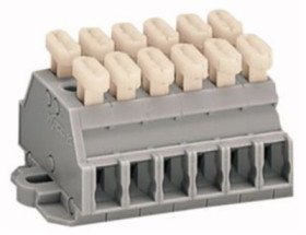 2-wire terminal strip, spring-clamp connection, 0.08-2.5 mm², 6 pole, 24 A, 6 kV, gray, 261-426/341-000