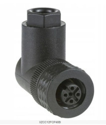 Złącze żeńskie M12 kątowe 4-pinowe dławica Pg7 tworzywo XZCC12FCP40B