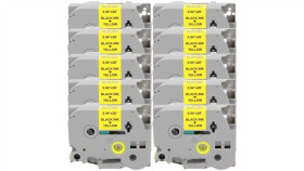 Taśma 10X Tze-651 Do Drukarki Brother 24Mm 8M Żółta Taśma Czarny Nadruk