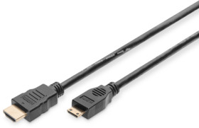 Connection cable, 3 m, black, HDMI plug type C (Mini), straight to HDMI plug type A, straight, AK-330106-030-S