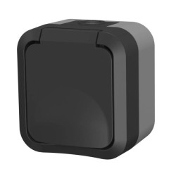 Gniazdo z uziemieniem pojedyncze natynkowe Aqua Pro IP55 szaro grafitowe 60324