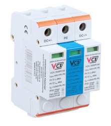 Ogranicznik przepięć fotowoltaicznych DC typ 2 (C) 3P 1000V z iskiernikiem gazowym GDT VCX