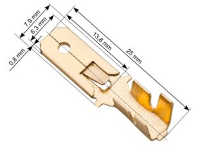 Konektor męski 6,3mm nieizolowany, 1,5mm2, zatrzask; AKS