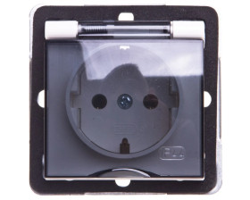 IMPRESJA Gniazdo bryzgoszczelne z/u Schuko IP44 klapka przezroczysta ecrue GPH-1YS/m/27/d