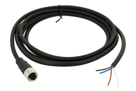 Gniazdo z przewodem; KLS15-M12A-P20-04-PUR-L2.0M-B-U; M12-4p; 4 tory; kątowe 90°; z przewodem 2m; 0,34mm2; 6mm; czarny; IP67; 4A