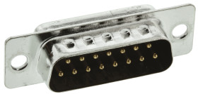 Złącze D-Sub 15-pinowe Męski Proste Montaż na panelu raster 2.77mm Złoto na niklu