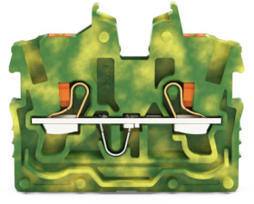 2 wire mini through terminal, push-in connection, 0.14-1.5 mm², 2 pole, 13.5 A, 6 kV, yellow/green, 2250-327