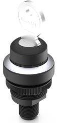 Key switch, unlit, latching, 2 Form A (N/O), waistband round, front ring silver, 1 x 90°, mounting Ø 22.3 mm, 1.10.051.003/0000