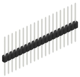 Pin header, 20 pole, pitch 1.27 mm, straight, black, 10059551