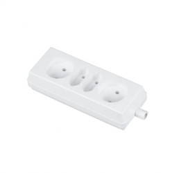 Gniazdo przenośne czterokrotne 16A 2x2P+2xEuro 250V białe GN-462