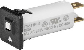 Circuit breaker, thermal, 1 pole, T characteristic, 4 A, 48 V (DC), 240 V (AC), faston plug 6.3 x 0.8 mm, snap-in, IP40, 4404.00