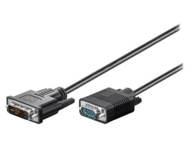 DVI-VGA/1 Kabel D-Sub 15pin HD wtyk,DVI-I (12+5) wtyk 1m czarny