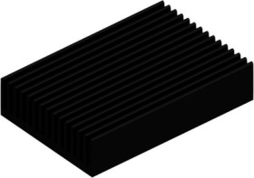 Extruded heatsink, (L x W x H) 75 x 50.8 x 16.51 mm, 5.7 to 2.8 K/W, black anodized, 10020020