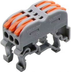 PCT-222D szybkozłączka na szynę DIN 3-torowa szara