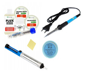 ZESTAW DO LUTOWANIA CYNA KALAFONIA KWAS PASTA LUTOWNICA TOPNIK ODSYSACZ PLECIONKA GĄBKA XXL