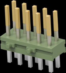 Pin header, 10 pole, pitch 2.54 mm, straight, green, 825440-5